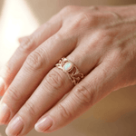 Rose Gold Opal Celestial Wings Ring — (Adjustable)