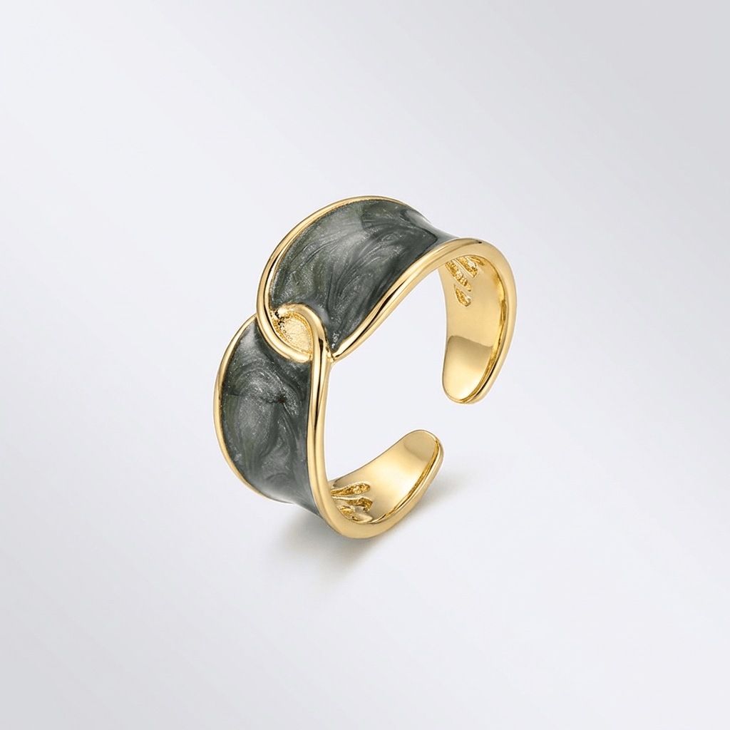 Jade Double Stone Ring — (Adjustable)