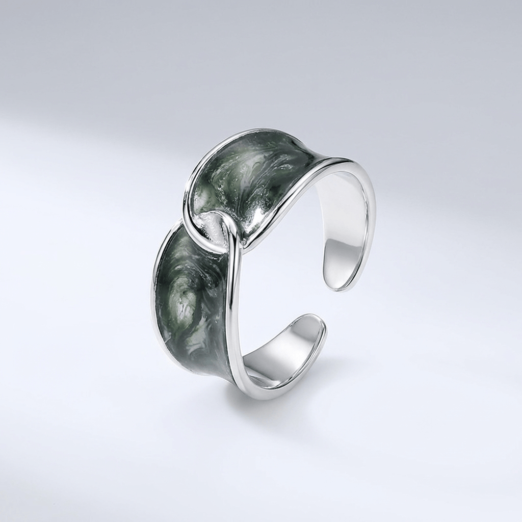 Jade Double Stone Ring — (Adjustable)