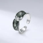 Jade Double Stone Ring — (Adjustable)