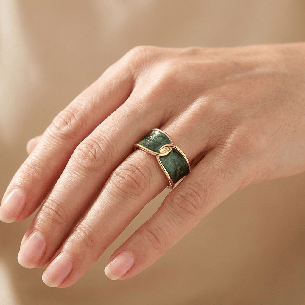 Jade Double Stone Ring — (Adjustable)