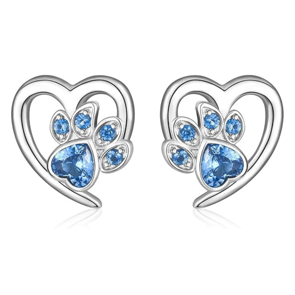 Paw & Heart Earrings with Zirconia