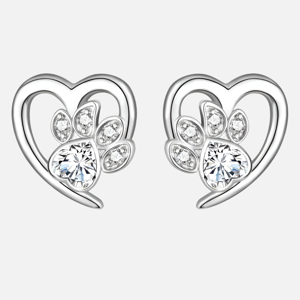 Paw & Heart Earrings with Zirconia