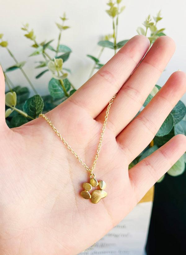 Gold Necklace with Paw Charm