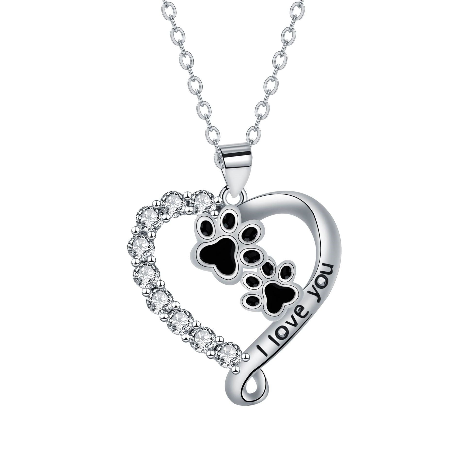 Heart-Shaped Paw Pendant Necklace