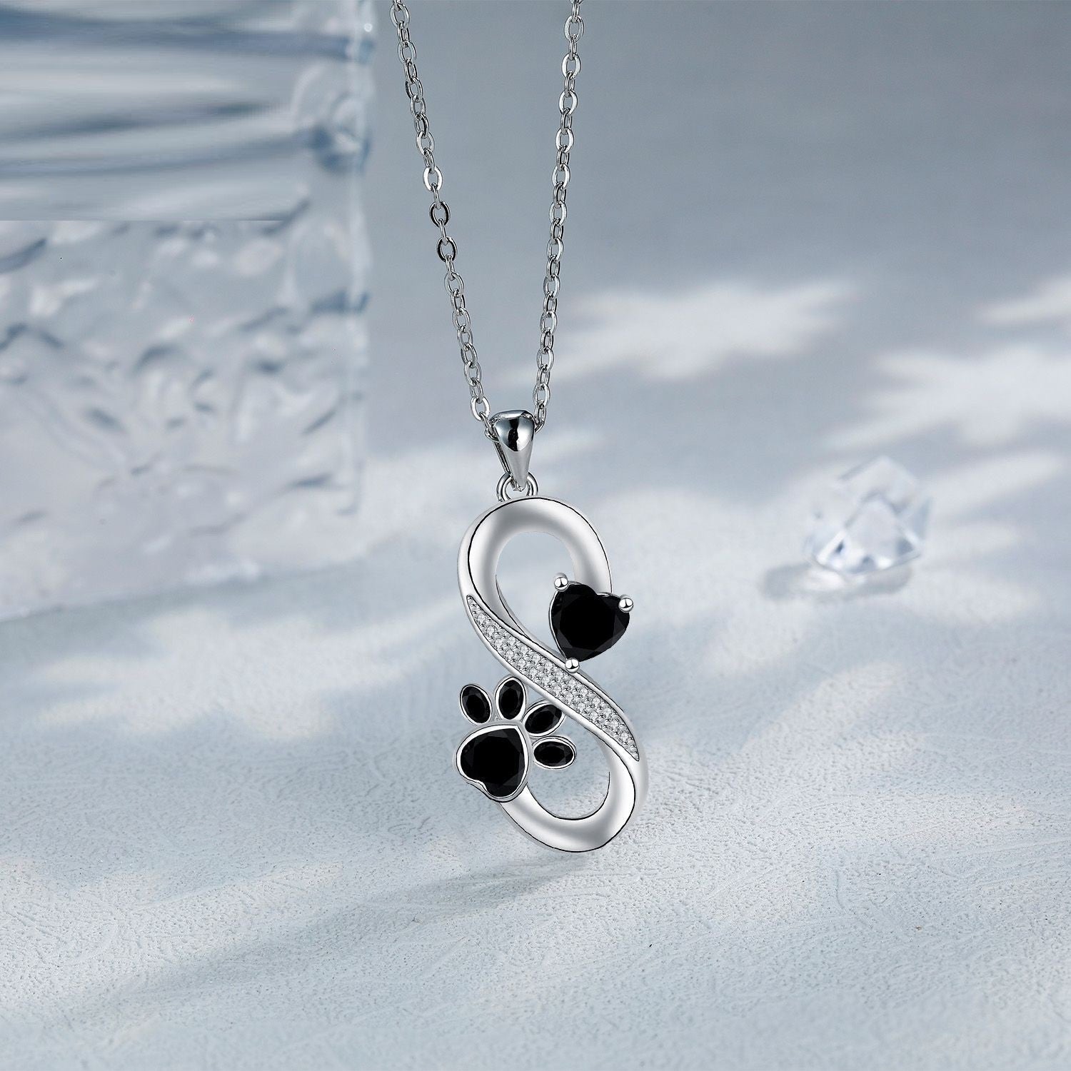 Infinity Heart Paw Print Necklace