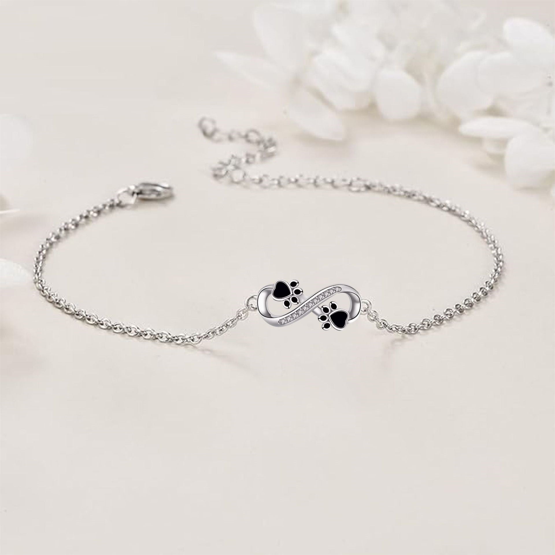 Oneindig Symbol Pendant Huisdier Paw Bracelet with Zirconia