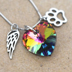 Rainbow Memorial Heart Pendant Necklace
