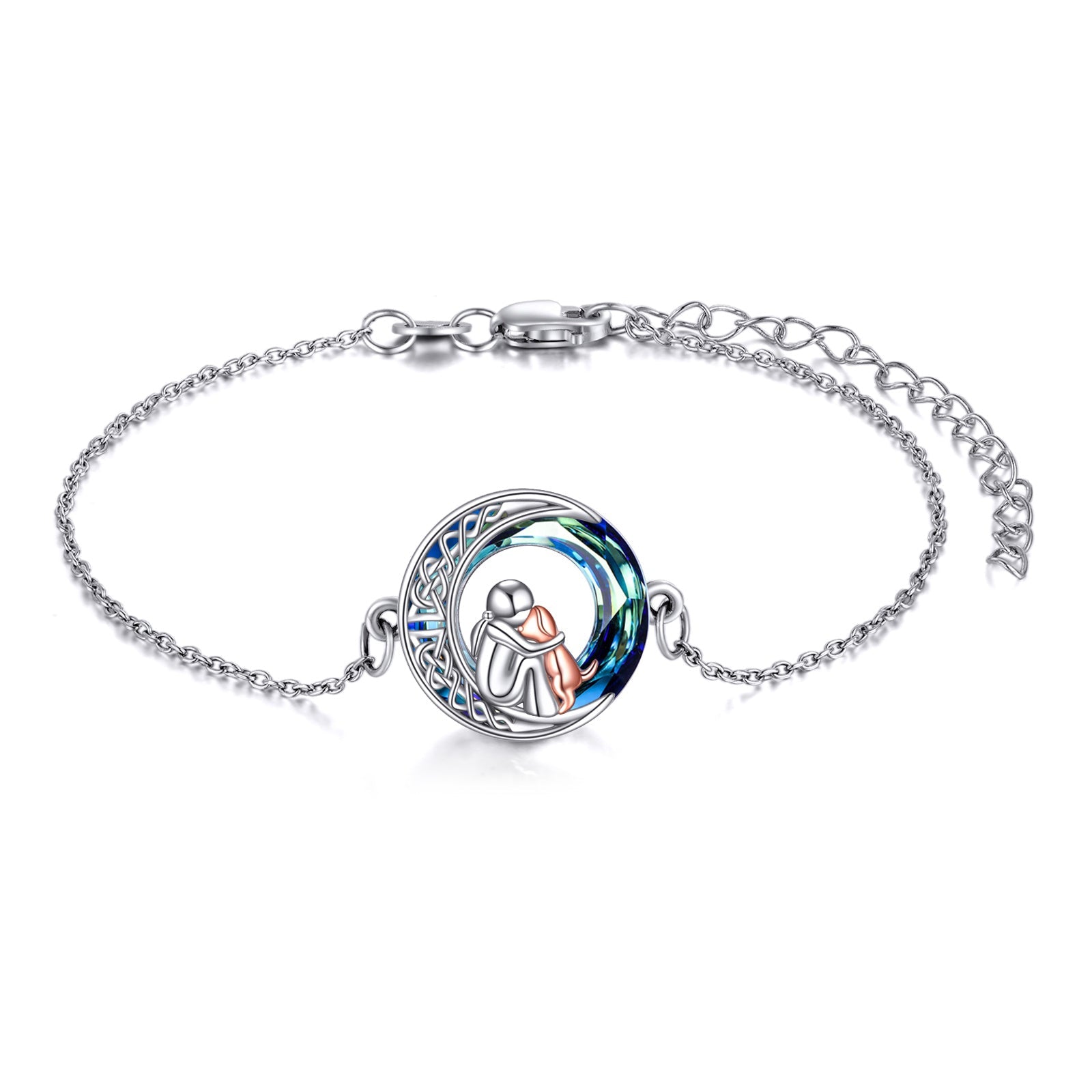 Adjustable Dog Charm Bracelet of Sterling Silver