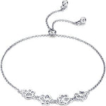 Sterling Silver Paw Print Bracelet — Adjustable Fit