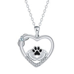 Little Feet Dog Paw Print Necklace with Zirconia