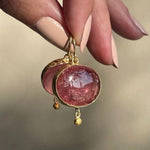 Vintage Red Round Glass Earrings
