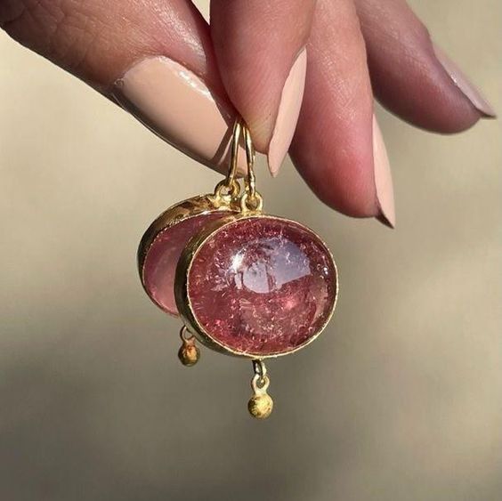 Vintage Red Round Glass Earrings