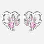 Paw & Heart Earrings with Zirconia