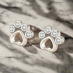 Paw Stud Earrings in Sterling Silver – with Sparkling Zirconia