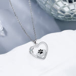 Little Feet Dog Paw Print Necklace with Zirconia