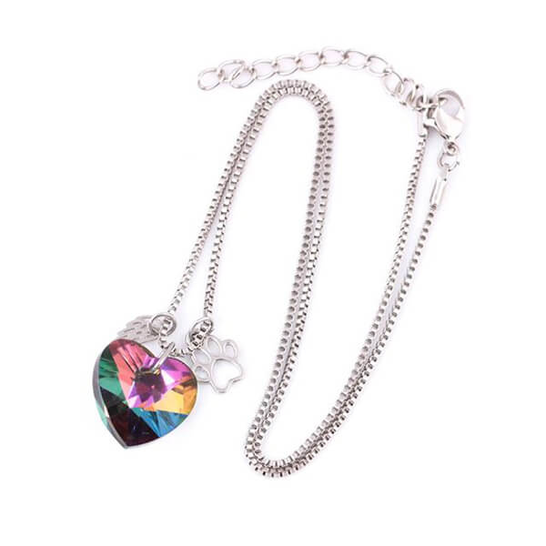 Rainbow Memorial Heart Pendant Necklace