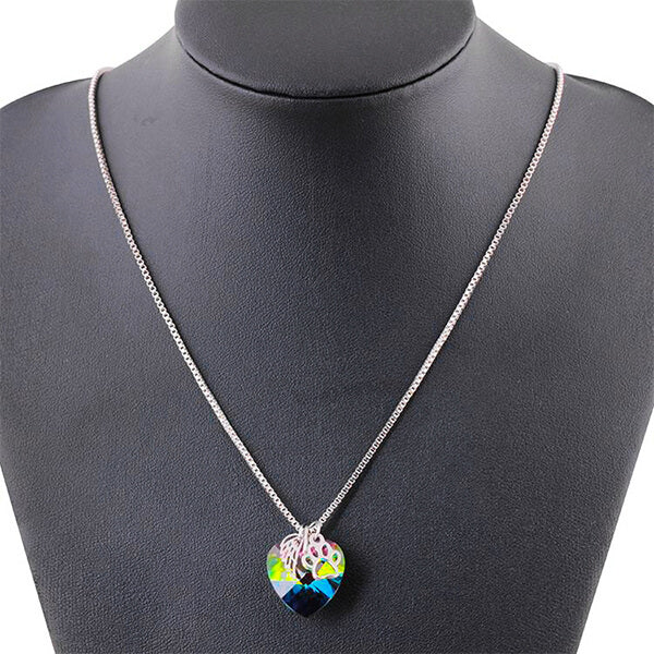 Rainbow Memorial Heart Pendant Necklace