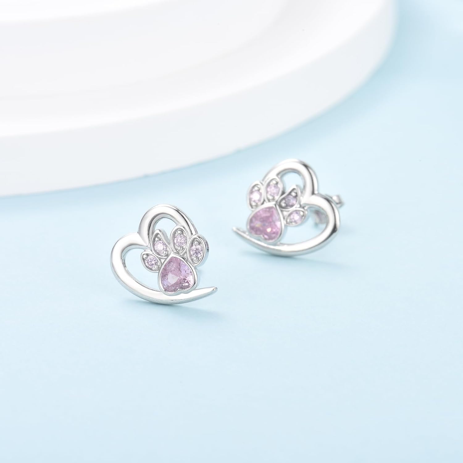 Paw & Heart Earrings with Zirconia