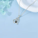 Dog Paw Print & Bone Pendant with Zirconia