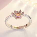 Pink Gold Paw Jewelry Set – 4 Pieces with Zirconia Heart (Ring, Necklace, Earrings, Bracelet)