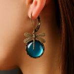 Sferische Dragonfly Earrings in Antique Gold