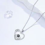 Little Feet Dog Paw Print Necklace with Zirconia
