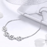 Sterling Silver Paw Print Bracelet — Adjustable Fit