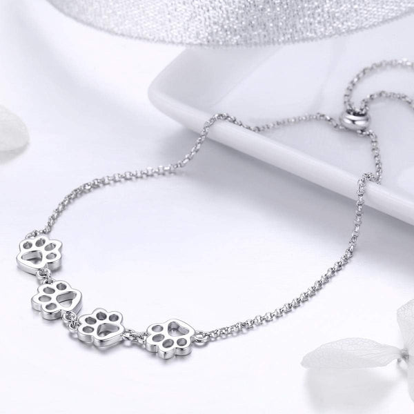 Sterling Silver Paw Print Bracelet – Adjustable Pasvorm