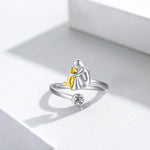 925 Sterling Silver Dog Ring with Zirconia – Adjustable & Handmade