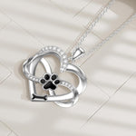 Infinity Heart & Paw 925 Sterling Silver Pendant with Zirconia