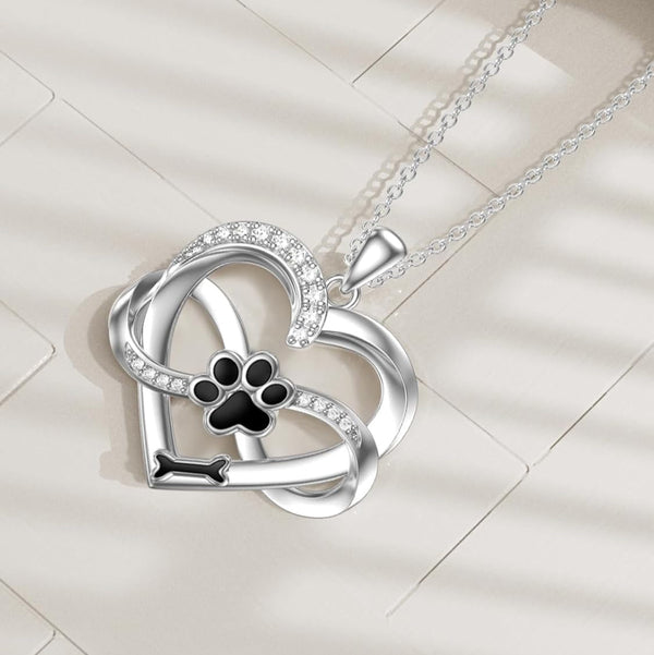 Infinity Heart & Paw 925 Sterling Silver Pendant with Zirconia
