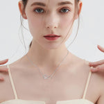 Sterling Silver Paw Print Necklace — Heart Crystal Pendant