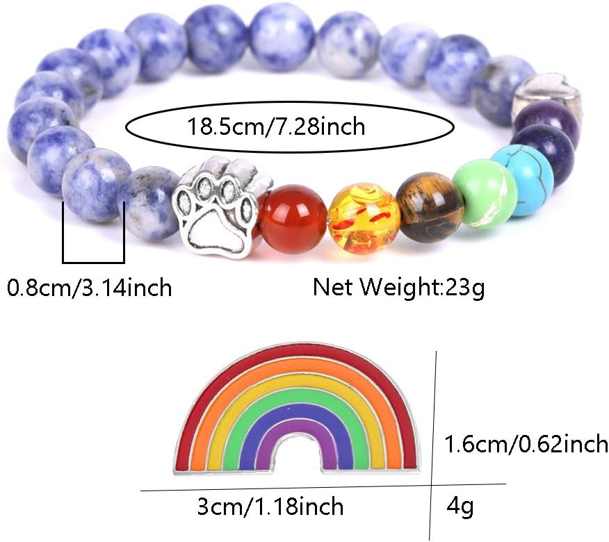 Rainbow Bridge Memorial Bracelet — 7 Chakra Bead Gift for Pet Loss