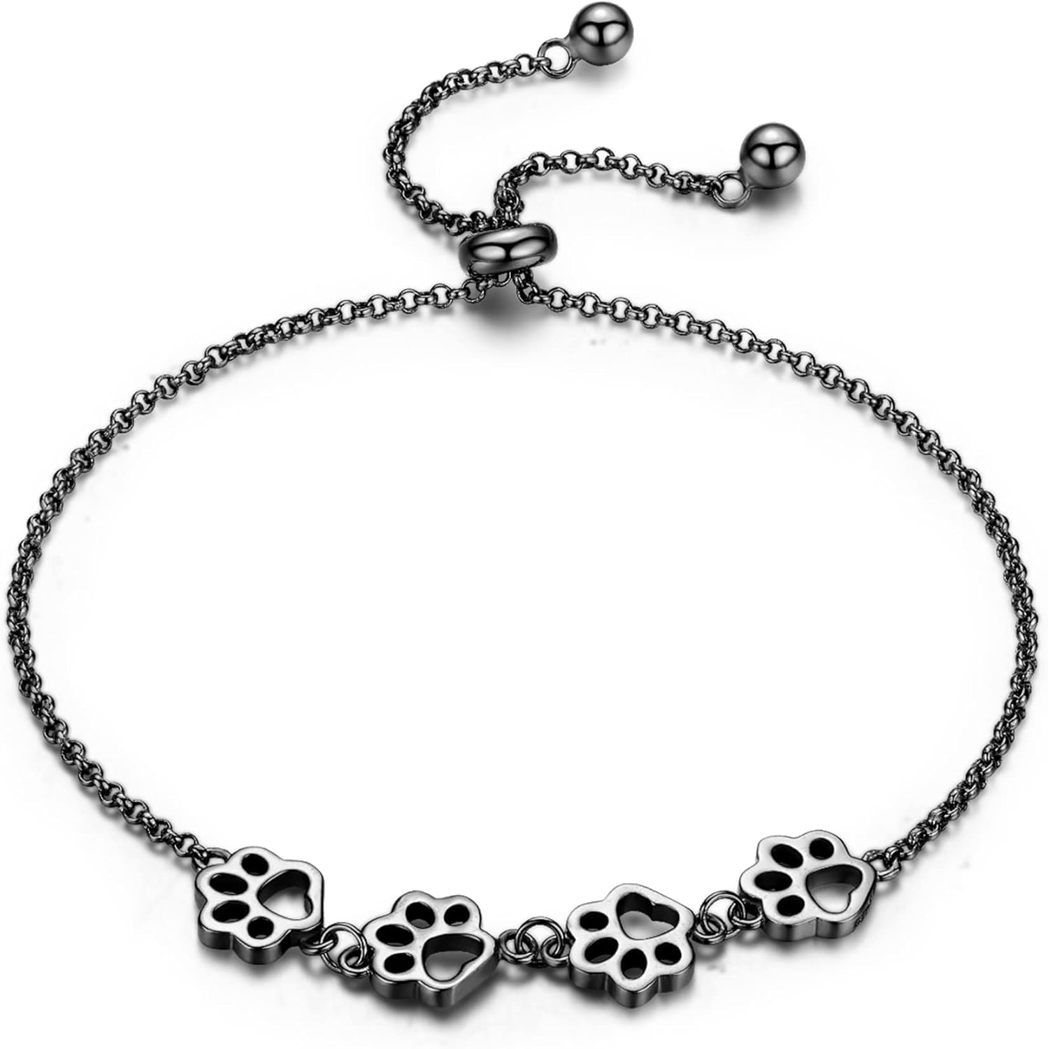 Sterling Silver Paw Print Bracelet – Adjustable Pasvorm