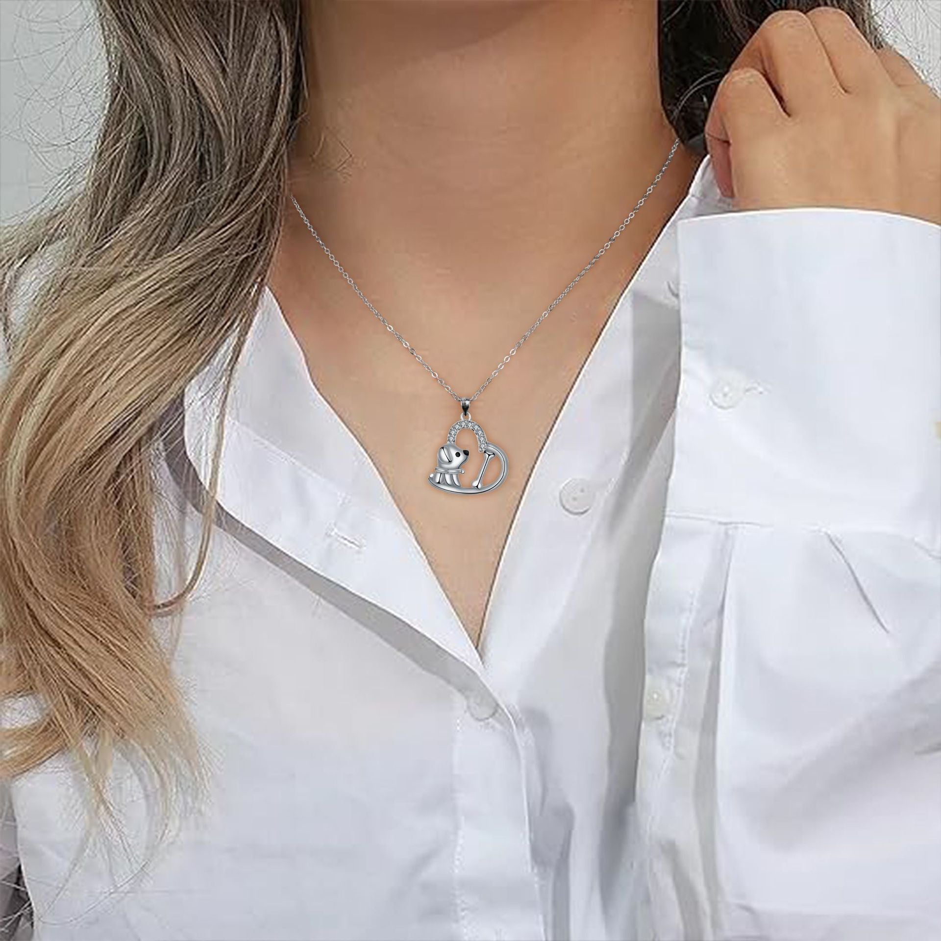 Dog Heart Pendant Necklace