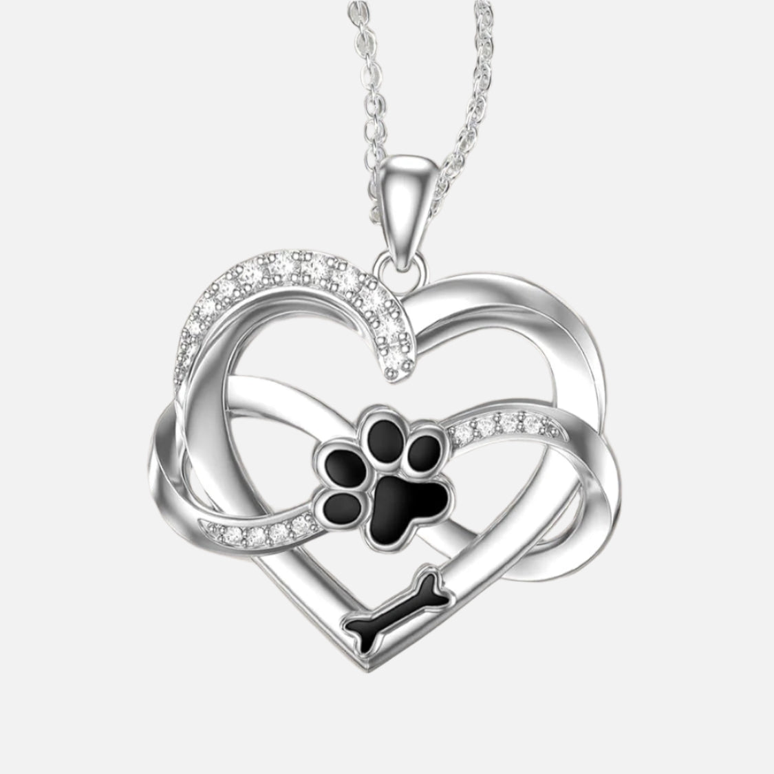 Infinity Heart & Paw 925 Sterling Silver Pendant with Zirconia