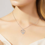 Sterling Silver Paw & Heart Pendant with Zirconia