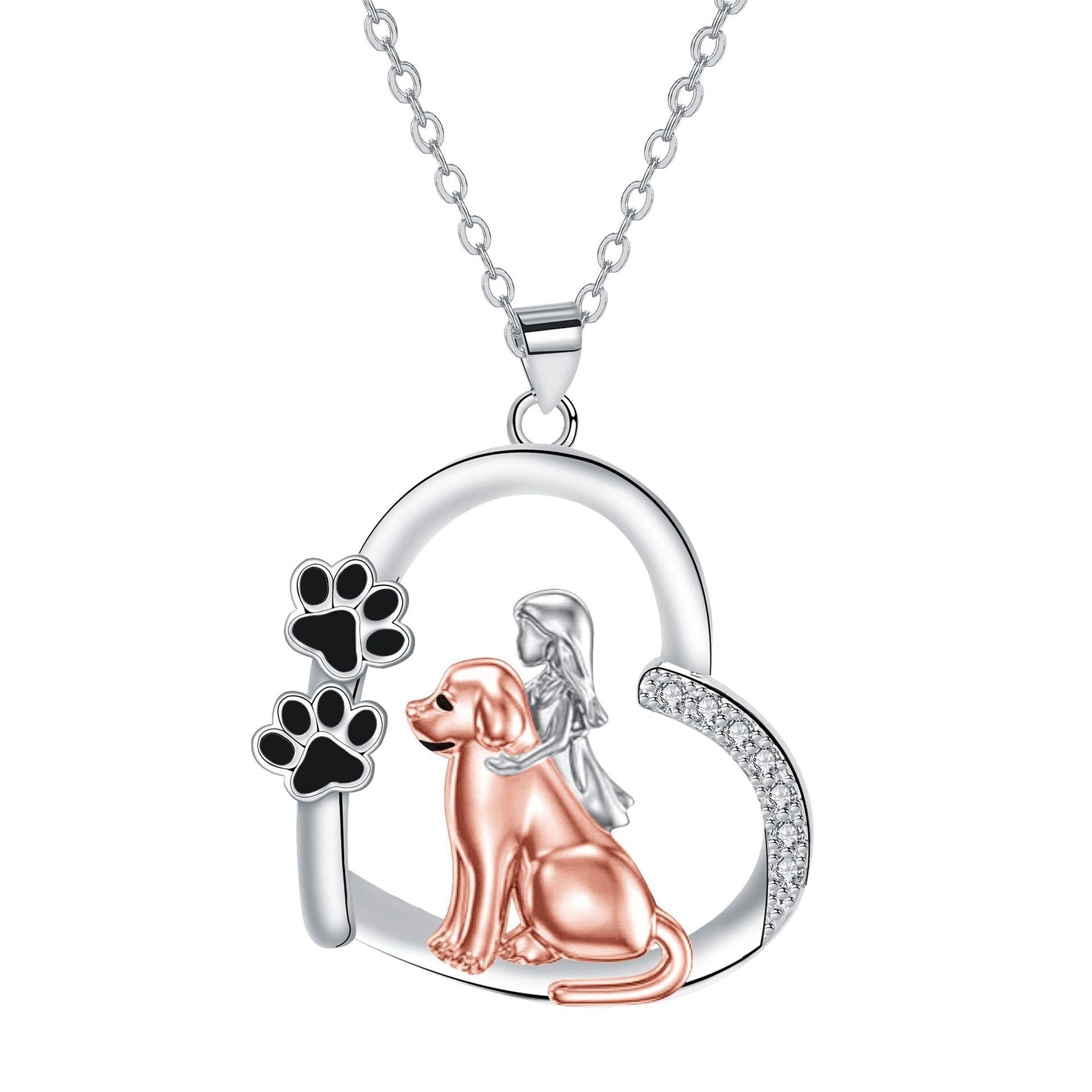 Heart-Shaped Girl & Dog Necklace