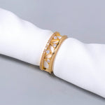 Crystal Crown Gold Band Ring — (Adjustable)