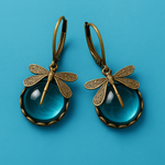Sferische Dragonfly Earrings in Antique Gold