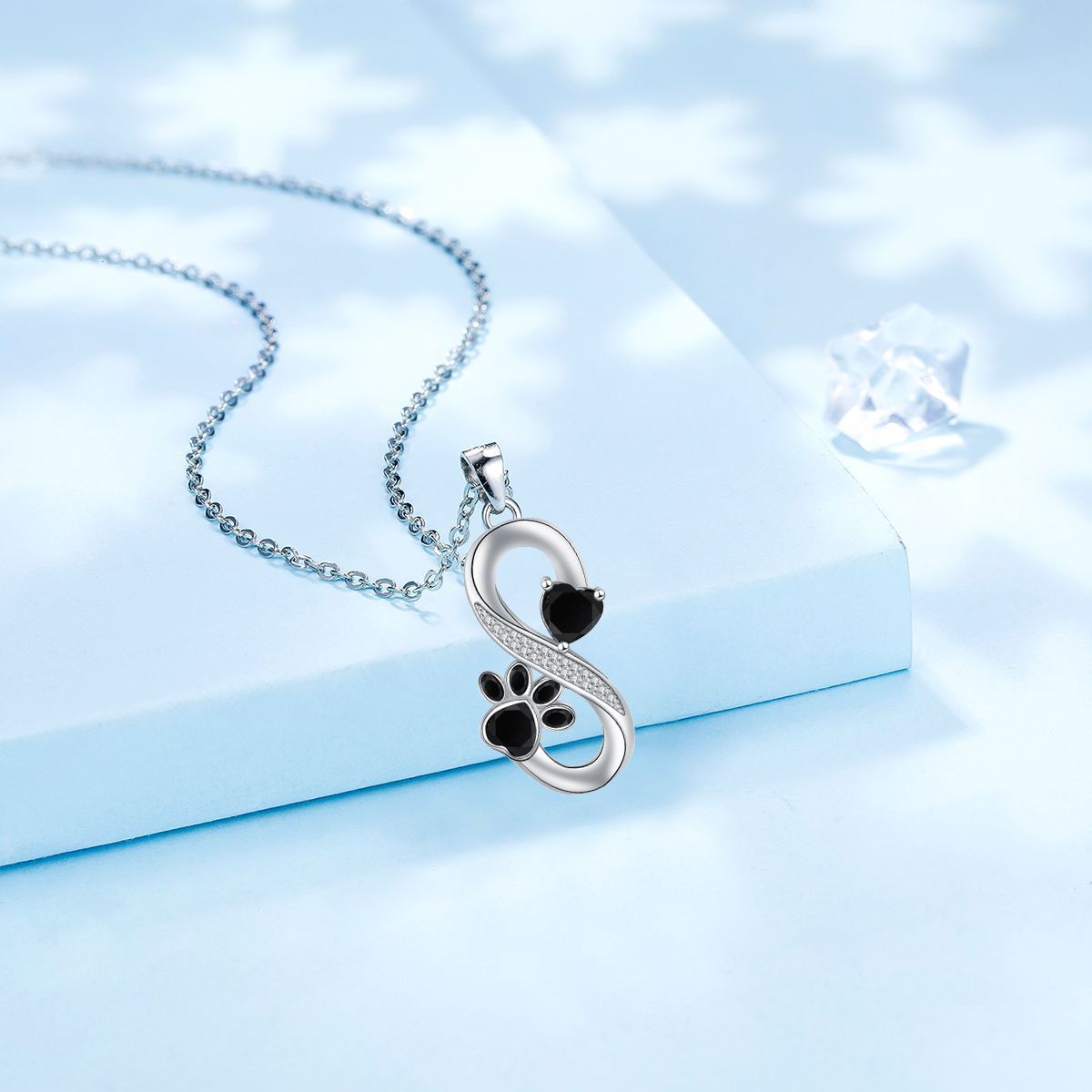 Infinity Heart Paw Print Necklace