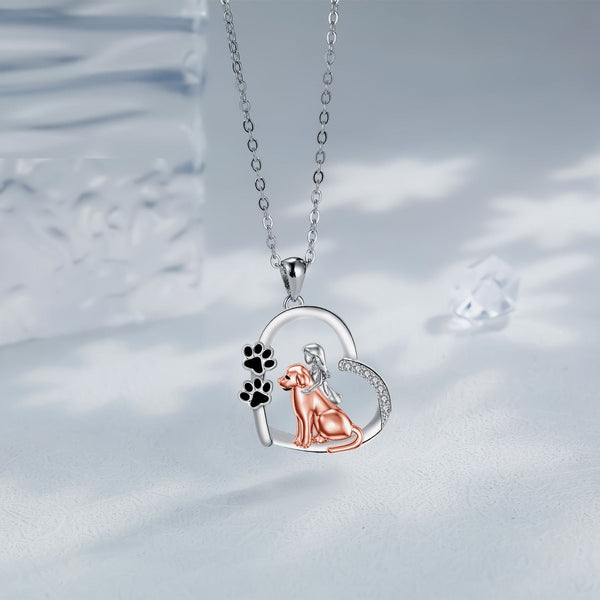 Heart-Shaped Girl & Dog Necklace