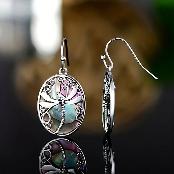 Abalone Shell Dragonfly Earrings – Symbol of Vernieuwing & Gratie