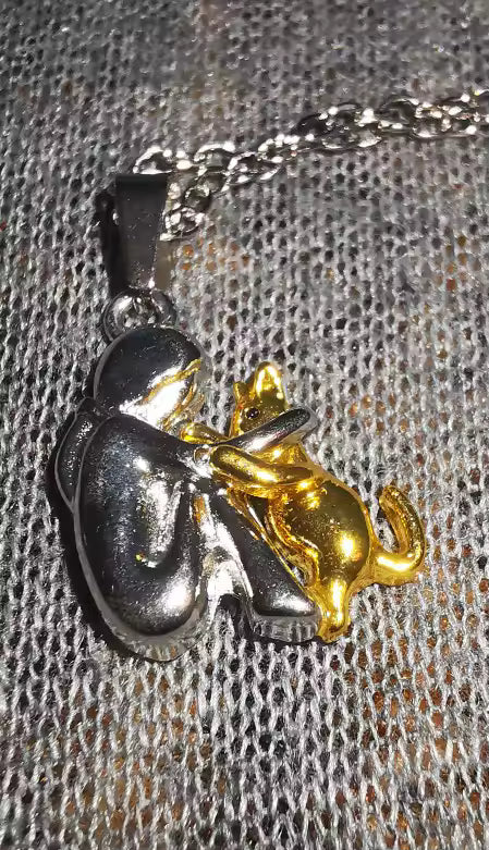 Girl and Cat Necklace