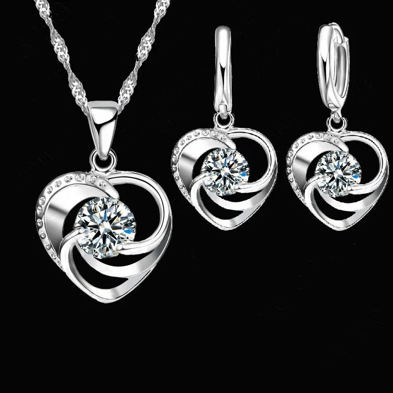 Timeless Heart Necklace & Earrings Set