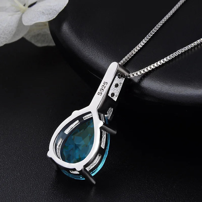 Sterling Silver Blue Waterdrop Pendant Necklace