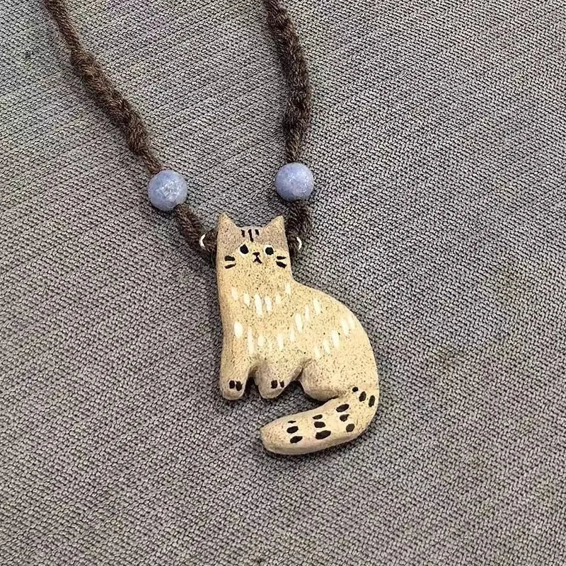 Vintage Cat & Star Pendant Necklace