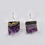 Amethyst Disc Druzy Earrings