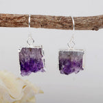 Amethyst Disc Druzy Earrings